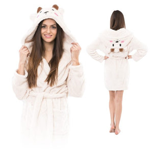 Baltas chalatas su gobtuvu merginoms "Avelė" M